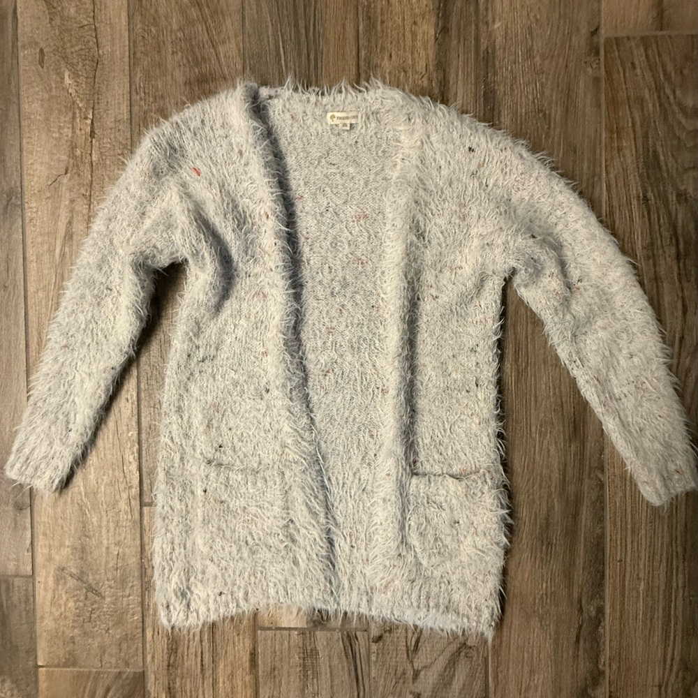 Tucker + Tate Gray Fuzzy Cardigan Sweater Women’s Medium